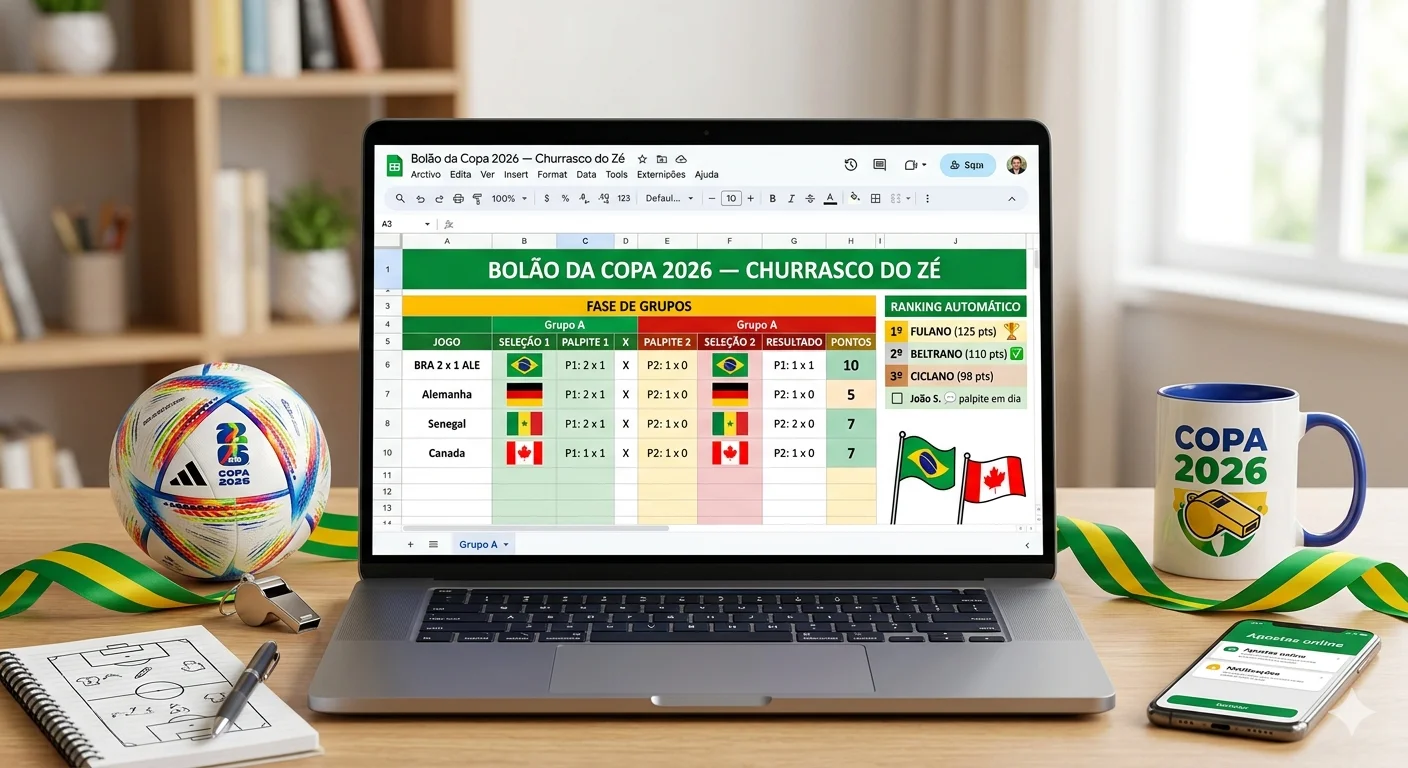 Bolão da Copa 2026 no Google Sheets: Como Criar do Zero
