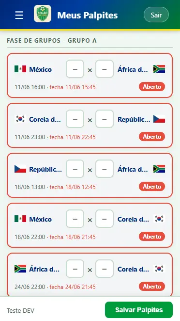 App do Bolão da Copa 2026 - Screenshot 0