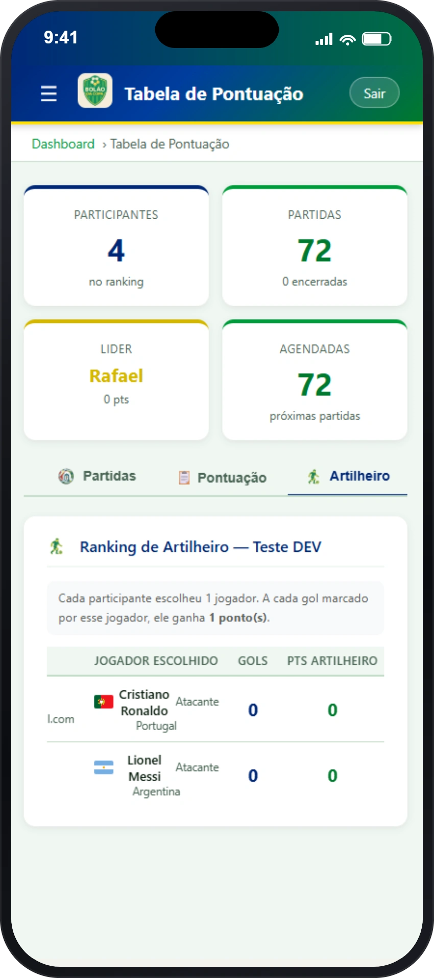 App Bolão da Copa 2026 - Tela 11