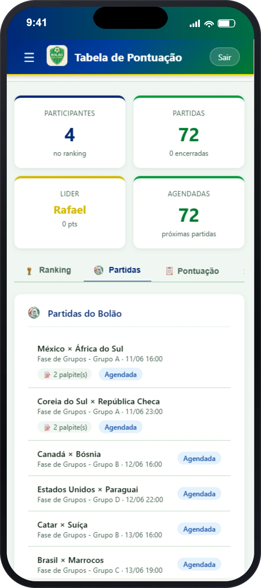 App Bolão da Copa 2026 - Tela 10