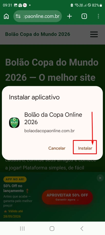 Passo 3 Android: toque em Instalar para confirmar