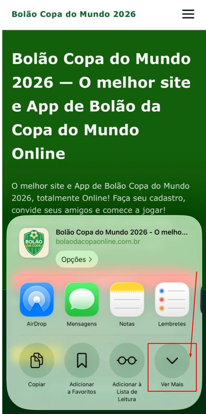 Passo 3 iOS: toque em Ver mais